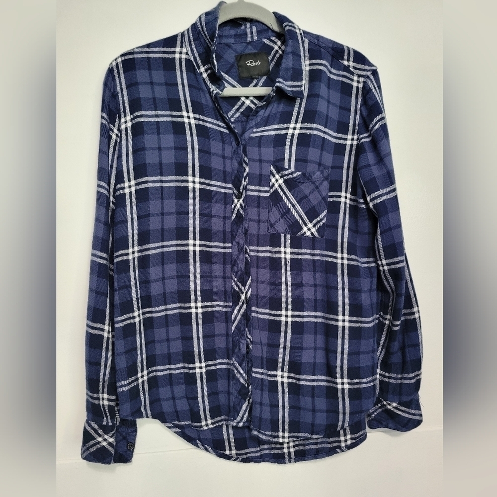 Rails Hunter Pacific White Silver Plaid Button Down Shirt Women’s Sz M